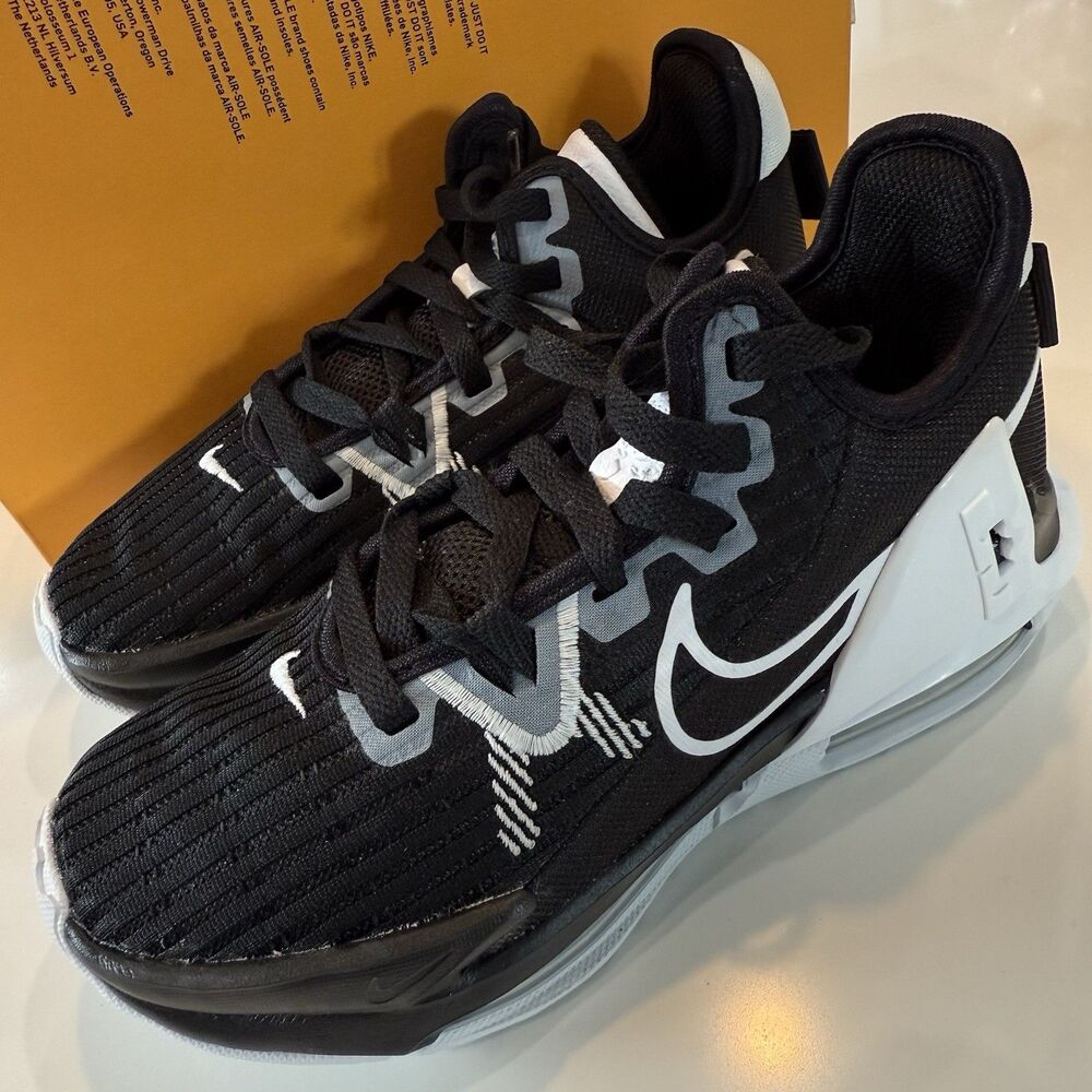 Size Men 3.5 Women 5 Nike Men's Lebron Witness 6 TB Basketball Shoes Black White